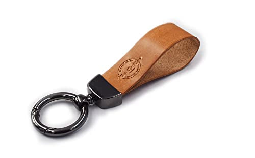 Genuine Leather Keychain for Men and Women, Leather Keychain Car Fob - CherryWood Brown- Bold