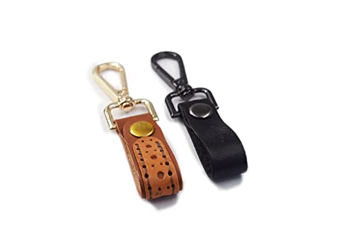 Genuine Leather Keychain for Men and Women, Leather Keychain Car Fob - CherryWood on Chestnut Brown & Black - Standard