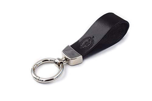 Genuine Leather Keychain for Men and Women, Leather Keychain Car Fob - Black - Bold