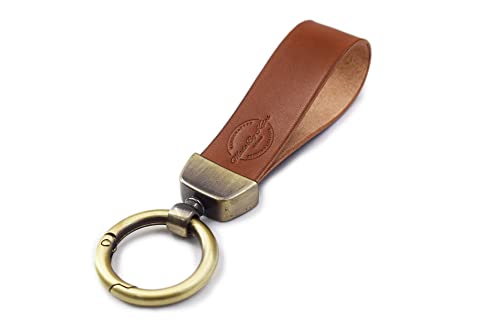 Genuine Leather Keychain for Men and Women, Leather Keychain Car Fob - Chestnut Brown - Bold