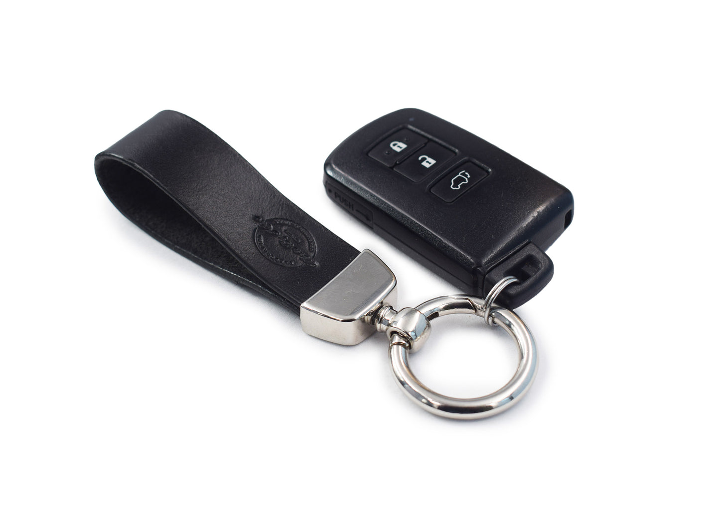 Genuine Leather Keychain for Men and Women, Leather Keychain Car Fob - Black - Bold