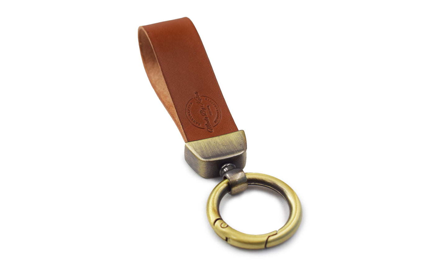 Genuine Leather Keychain for Men and Women, Leather Keychain Car Fob - Chestnut Brown - Bold