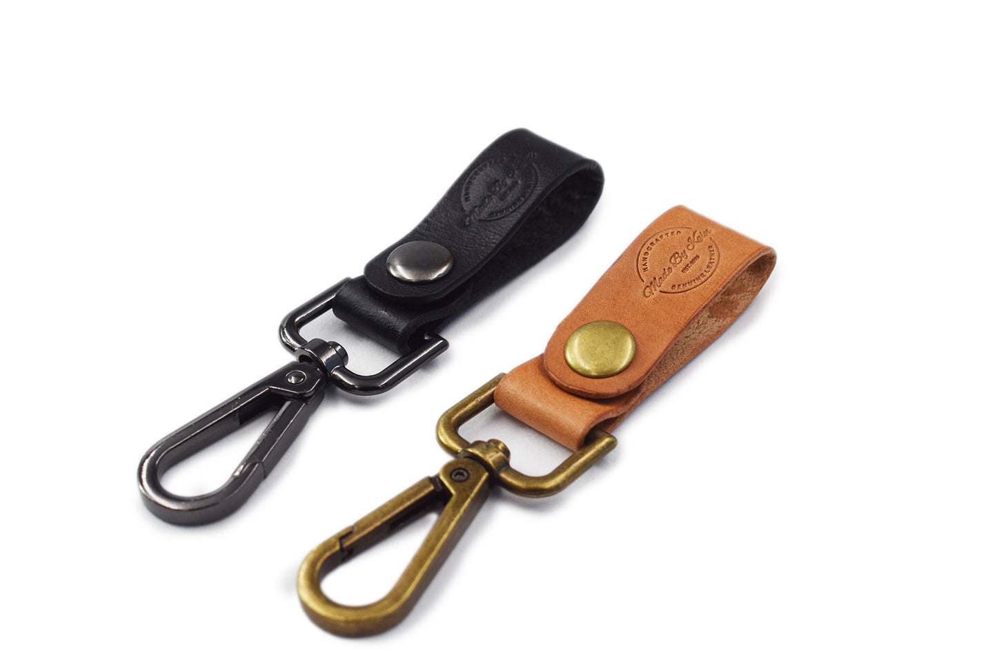 Genuine Leather Keychain for Men and Women, Leather Keychain Car Fob - CherryWood Brown & Black - Standard