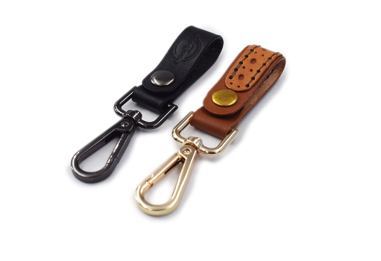 Genuine Leather Keychain for Men and Women, Leather Keychain Car Fob - CherryWood on Chestnut Brown & Black - Standard