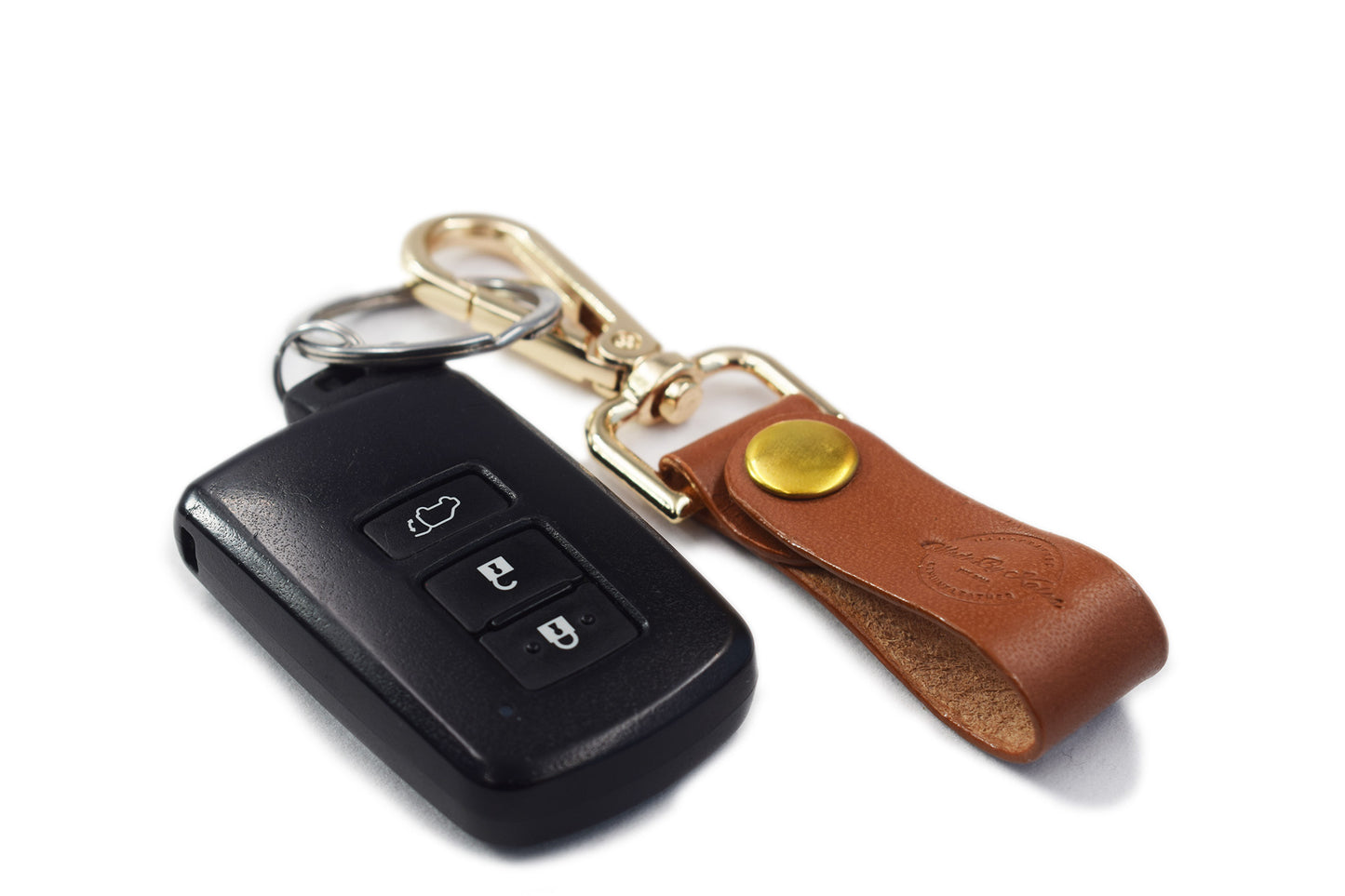 Genuine Leather Keychain for Men and Women, Leather Keychain Car Fob -Chestnut Brown & Black- Standard